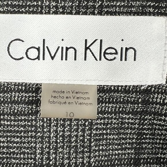 Calvin Klein Womens 10 Gray Houndstooth Windowpane Plaid Blazer Preppy Academia - Picture 12 of 15